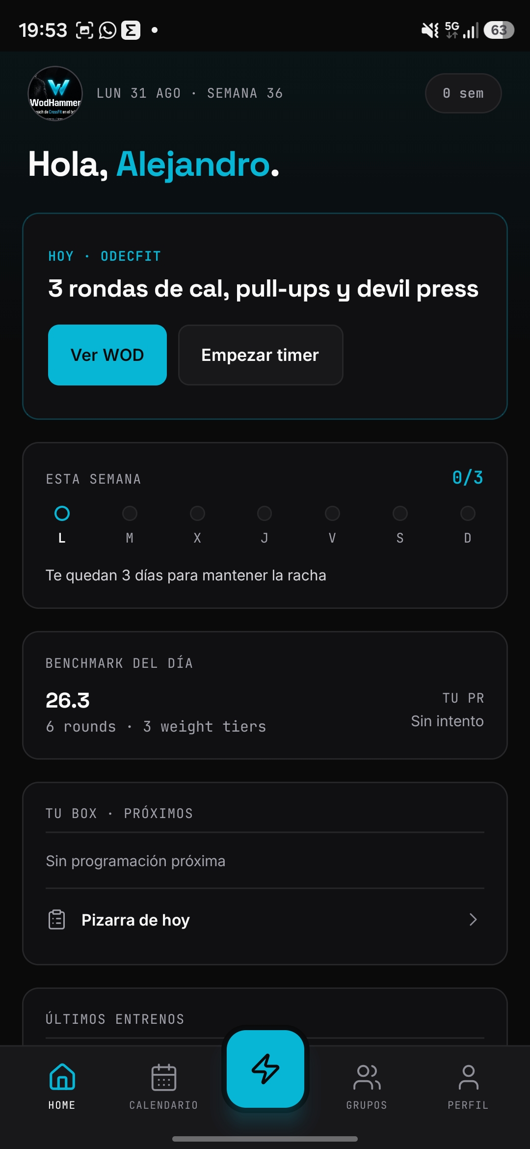 Inicio — tu WOD del día